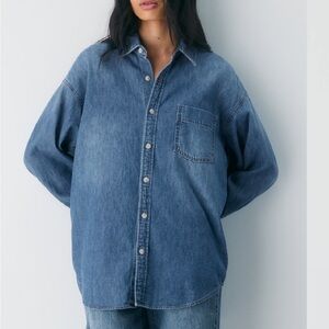 Aritzia Denim Forum The '80s Comfy Denim Shirt. Show Me Dark Bleu. XXS. NWT.
